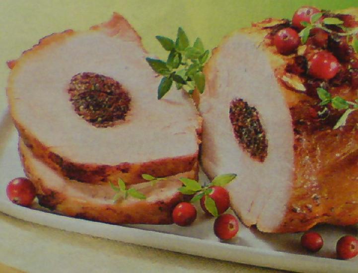 przepis na pieczony schab z żurawiną